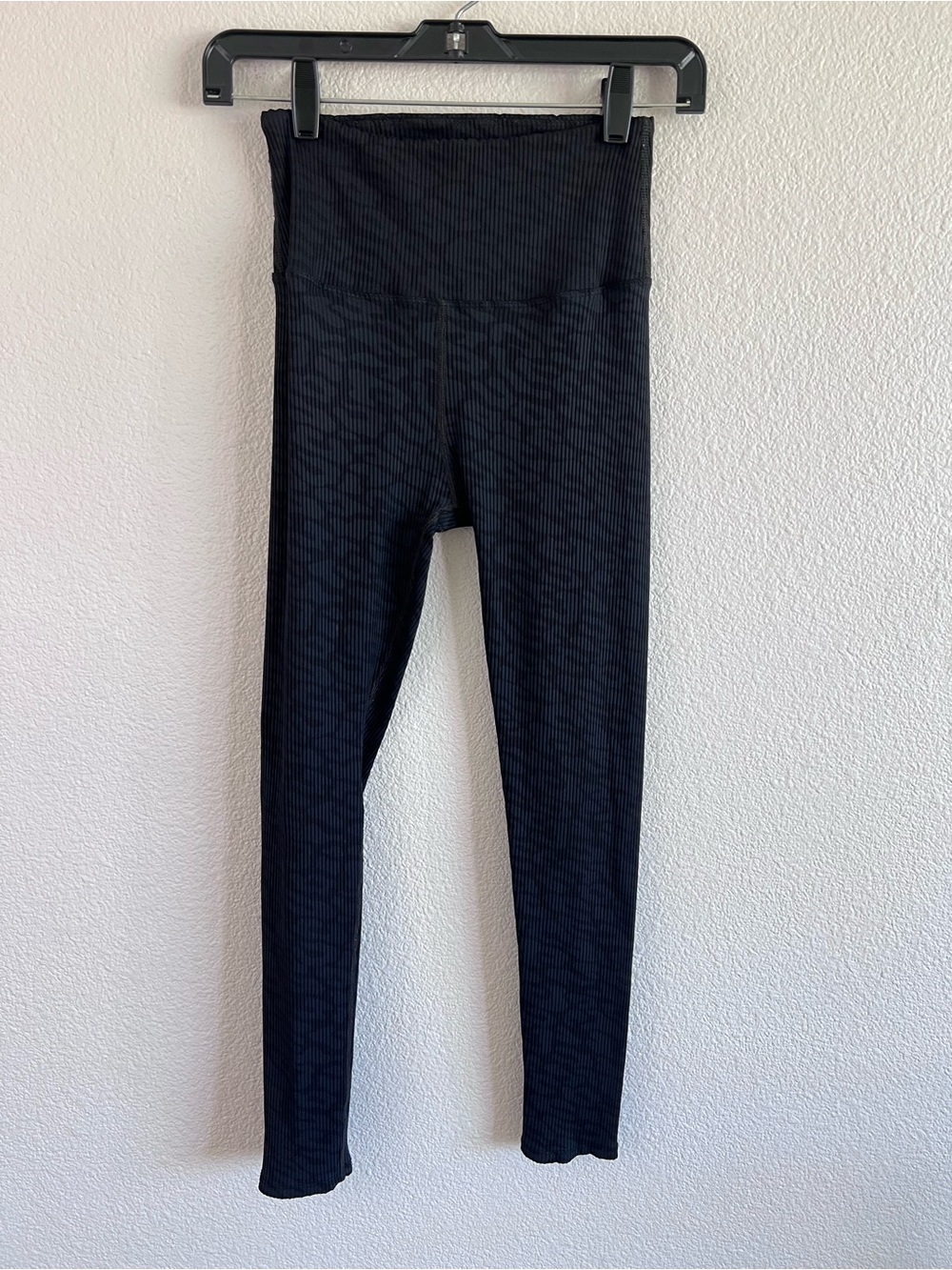 Carbon38 Women's Ribbed Leopard Print Black Pull-on Athletic Leggings Yoga